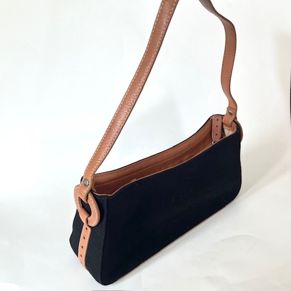 Vintage Shoulder Bag Y2k Cole Haan Mini Baguette Black Canvas Hampton Demi Purse - Picture 2 of 8